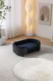 ZUN Scandinavian style Elevated Dog Bed Pet Sofa With Solid Wood legs and Black Bent Wood Back, Cashmere W794125935