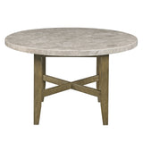 ZUN ACME Karsen DINING TABLE W/MARBLE TOP Marble Top & Rustic Oak Finish DN01449