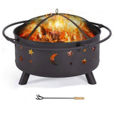 ZUN Fireplace with Spark Screen, Poker Bonfire Patio Backyard Garden Picnic Fire Pit 30in Fire Pits 94364624