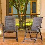 ZUN Folding Patio Chairs Set of 2, Aluminium Frame Reclining Sling Lawn Chairs with Adjustable High W1859109925