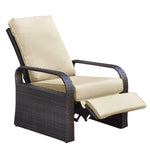 ZUN Outdoor Recliner, Automatic Adjustable Wicker Lounge Recliner Chair with Comfy Thicken Cushion, All W1889109402