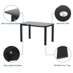 ZUN Modern tempered glass black dining, simple rectangular metal legs living room kitchen W24137458