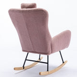 ZUN 35.5 inch Rocking Chair with Pocket, Soft Teddy Fabric Rocking Chair for Nursery, Comfy Wingback W1372105258