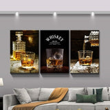 ZUN 3 Panels Framed Canvas Whiskey Wall Art Decor,3 Pieces Mordern Canvas Painting Decoration Painting W2060P146595