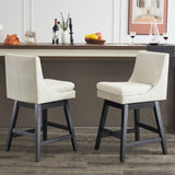 ZUN 26" Upholstered Swivel Bar Stools Set of 2, Modern Linen Fabric High Back Counter Stools with W1893123704