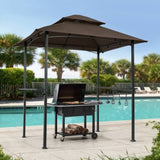 ZUN Outdoor Grill Gazebo 8 x 5 Ft, Shelter Tent, Double Tier Soft Top Canopy Steel Frame with hook W41918149