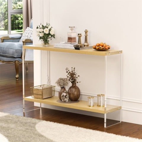 ZUN Modern Wood Long Narrow Acrylic Side Table Small Entryway Table For Small Spaces Home Living Room W1828P162582