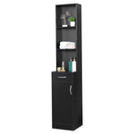 ZUN MDF With Triamine One Door One Drawer Three Compartments High Cabinet Bathroom Wall Cabinet Black 02954005