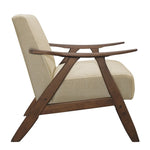 ZUN Modern Home Furniture Light Brown Fabric Upholstered 1pc Accent Chair Walnut Finish Wood Cushion B011103385