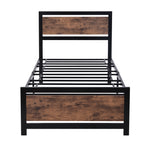 ZUN Metal and Wood Bed Frame with Headboard and Footboard ,Twin Size Platform Bed ,No Box Spring Needed, 91320124