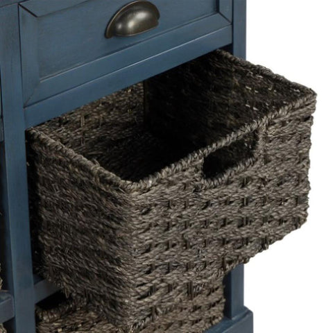 ZUN TREXM Rustic Storage Cabinet with Two Drawers and Four Classic Rattan Basket for Dining WF193442AAM