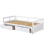 ZUN Wooden Daybed with Trundle Bed and Two Storage Drawers , Extendable Bed Daybed,Sofa Bed for Bedroom WF194973AAK