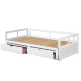 ZUN Wooden Daybed with Trundle Bed and Two Storage Drawers , Extendable Bed Daybed,Sofa Bed for Bedroom WF194973AAK