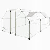 ZUN 10 ft. x 20 ft. Galvanized Large Metal Walk in Chicken Coop Cage Farm Poultry Run Hutch Hen House W121272267