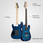 ZUN GST Stylish H-H Pickup Tiger Stripe Electric Guitar Kit with 20W AMP 61299708