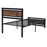 ZUN Metal and Wood Bed Frame with Headboard and Footboard ,Twin Size Platform Bed ,No Box Spring Needed, 91320124