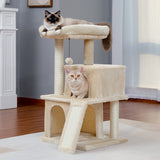 ZUN Modern Small Cat Tree Cat Tower With Double Condos Spacious Perch Sisal Scratching Posts,Climbing 07745990