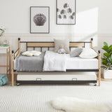 ZUN Daybed, sofa bed metal framed with trundle twin size, black, 77''L x 40.6'' W x 14.5'' H W116291734