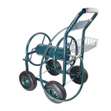 ZUN Garden Hose Reel Cart - 4 Wheels Portable Garden Hose Reel Cart with Storage Basket Rust Resistant W227126838
