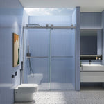 ZUN Elan 56 to 60 in. W x 76 in. H Sliding Frameless Soft-Close Shower Door with Premium 3/8 Inch W1573126518