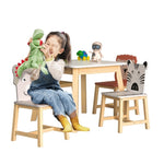 ZUN 5 Piece Kiddy Table and Chair Set , Kids Wood Table with 4 Chairs Set Cartoon Animals W80860280