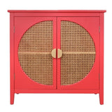 ZUN 2 door cabinet with semicircular elements,natural rattan weaving,suitable for multiple scenes such W688105112