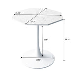 ZUN 31.50"Modern Octagonal Coffee Table with Printed White Marble Table Top,Metal Base, for Dining Room, W757126158