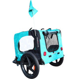 ZUN Light Green Foldable Pet Jogging Stroller Dog Carriers Bicycle Trailer Pet Dog Cat Bike Trailer W136458011