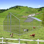 ZUN 9.8'L x 19.7'W Large Chicken Coop Metal Chicken Run Walk-in Poultry Cage Spire-Shaped with 59951605