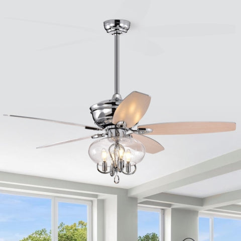 ZUN 52" Crystal Chandelier Fan with Remote, Classic, Glam, Traditional, Transitional for Home, Kitchen, W1592P152975