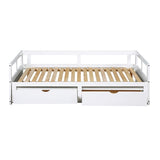 ZUN Wooden Daybed with Trundle Bed and Two Storage Drawers , Extendable Bed Daybed,Sofa Bed for Bedroom WF194973AAK