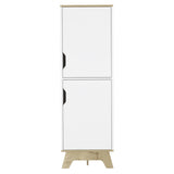 ZUN Rutherford 2-Door Pantry Cabinet Light Oak and White B06280045