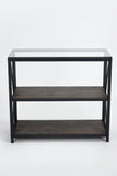 ZUN 35.4" L Glass Top End Table - WALNUT & BLACK W131470849