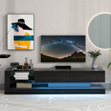 ZUN On-Trend TV Stand with Two Media Storage Cabinets Modern High Gloss Entertainment Center for 75 Inch WF293969AAB