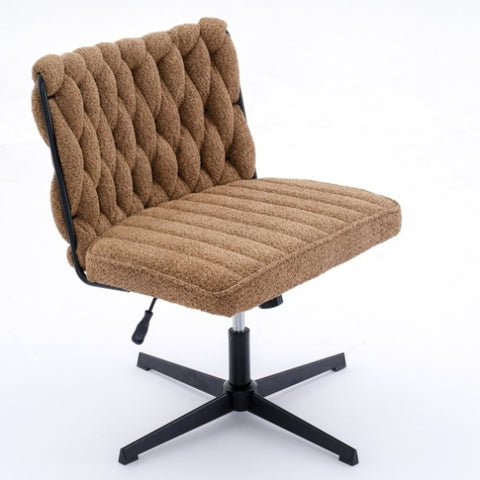 ZUN Armless Office Desk Chair No Wheels, BROWN W1372131077