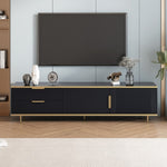 ZUN U-Can Modern TV Stand for 65+ Inch TV, Entertainment Center TV Media Console Table,with 2 Drawers WF315899AAB