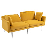ZUN COOLMORE Couches for Living Room Mid Century Modern Velvet Love Seats Sofa with 2 Pillows, Loveseat W153985002