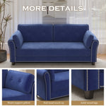 ZUN 2067 Sofa Armrest with Nail Head Trim Backrest with Buttons Includes Two Pillows 79" Blue Velvet W127846490