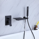 ZUN Waterfall Tub Handheld Shower Wall-Mount Tub Filler Handheld, Matte Black Bathtub Shower Faucet DSBB861MB