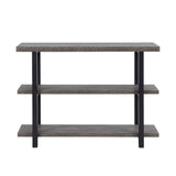 ZUN Gray Wood Sofa Table, Narrow Hallway Table with Shelves, 3-Tier Console Table for Living Room W1071106957