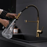ZUN Commercial Kitchen Faucet with Pull Down Sprayer, Single Handle Single Lever Kitchen Sink Faucet W1932P156147