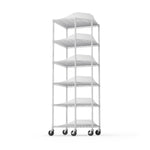 ZUN 6 Tier Shelf Corner Wire Shelf Rack Pentagonal Shelves with Wheels Adjustable Metal Heavy Duty Free W155083055