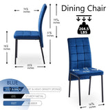ZUN Dark Blue Velvet High Back Nordic Dining Chair Modern Fabric Chair with Black Legs, Set Of 4 W116465071