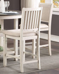 ZUN Antique White Finish Wooden Counter Height Chairs 2pcs Set Textured Fabric Upholstered Dining Chairs B01155794