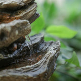 ZUN 9x5x14" Indoor Brown Wood-Look Water Fountain, 4-Tier Polyresin Cascading Wood Tabletop Fountain W2078124474