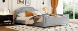 ZUN Full Size Upholstered Daybed with Cloud Shaped Headboard, Embedded Elegant Copper Nail Design, Gray WF314643AAE