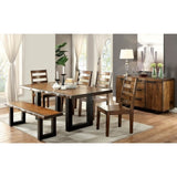 ZUN Tobacco Oak Finish Solid wood Industrial Style Kitchen 1pc Bench Dining Room Furniture U-shaped Legs B011P148641