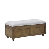 ZUN Wood and Upholstered Soft Close Storage Bench B035118524