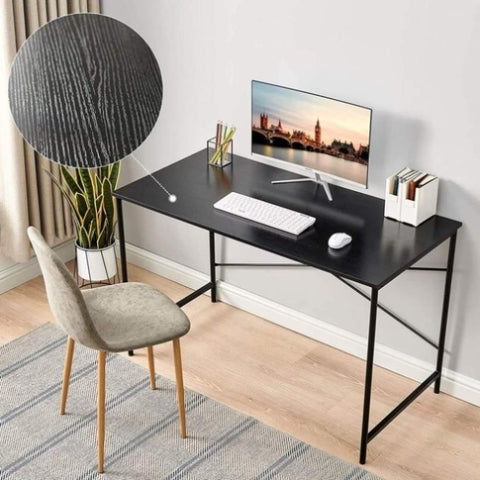 ZUN 47.2"W x 23.6"D x 29.6"H Metal Frame Home Office Writing Desk - Full Black W1314101917