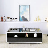 ZUN Smart Table Fridge, Multifunctional Coffee Table, Tempered Glass Table Top and Back Storage W1241122647